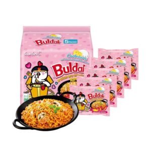 SAMYANG Buldak Ramen Korean Carbonara Stir-Fried Carbonara Hot Chicken Flavor - 5 Packs* 4.58 oz Spicy Cheese Chicken Ramen Noodles Food Instant Packaged Pansit，SAMYANG Buldak Ramen，Hot Chicken Flavor with Cheese，Spicy Chicken Artificial Flavor